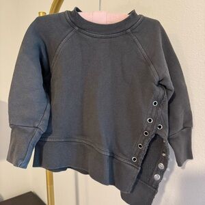 MIMOBEE Asymmetrical Washed Black Sweatshirt with Grommet Detail - Size 3T